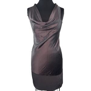 Jes Wade Gray Pencil Dress Textured Cowl Neck Sleeveless Party Cocktail XS/S?